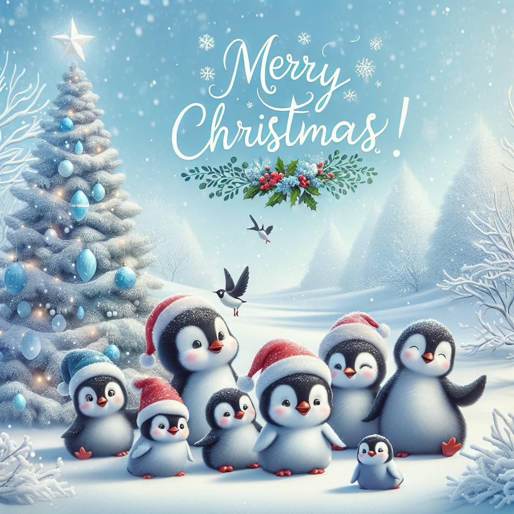 1) Christmas AI Generated Card - penguins (e818e)