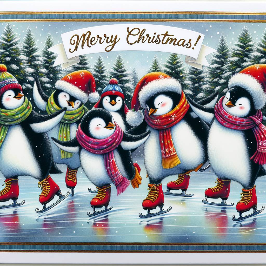 3) Christmas AI Generated Card - penguins (c37b6)