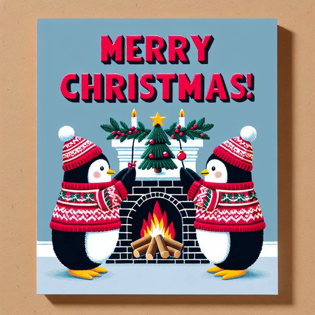 2) Christmas AI Generated Card - penguins (b7dd0)