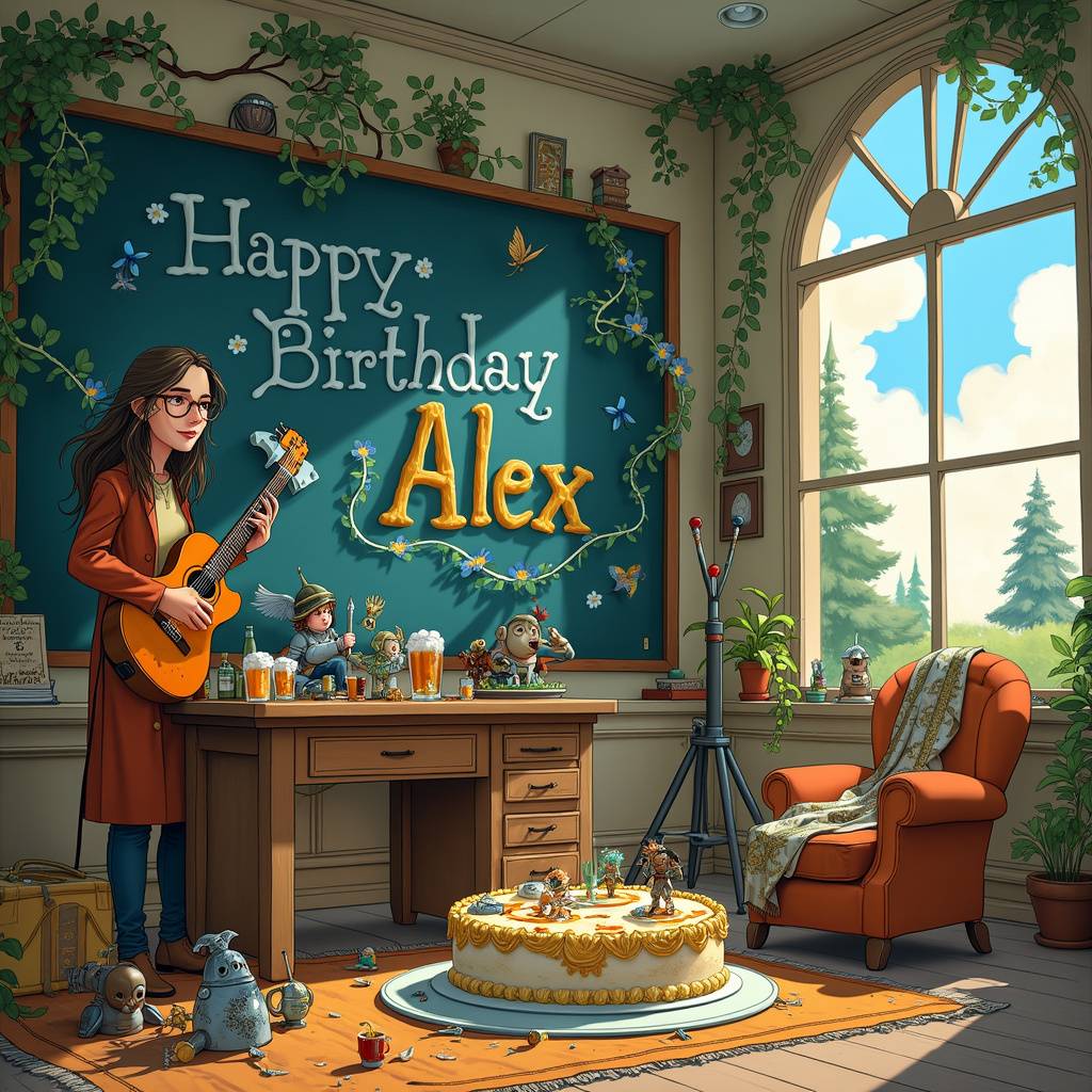 2) Birthday AI Generated Card - Warhammer, Early years Teacher , Beer, Long hair, Glasses, and Guitar (32ede)