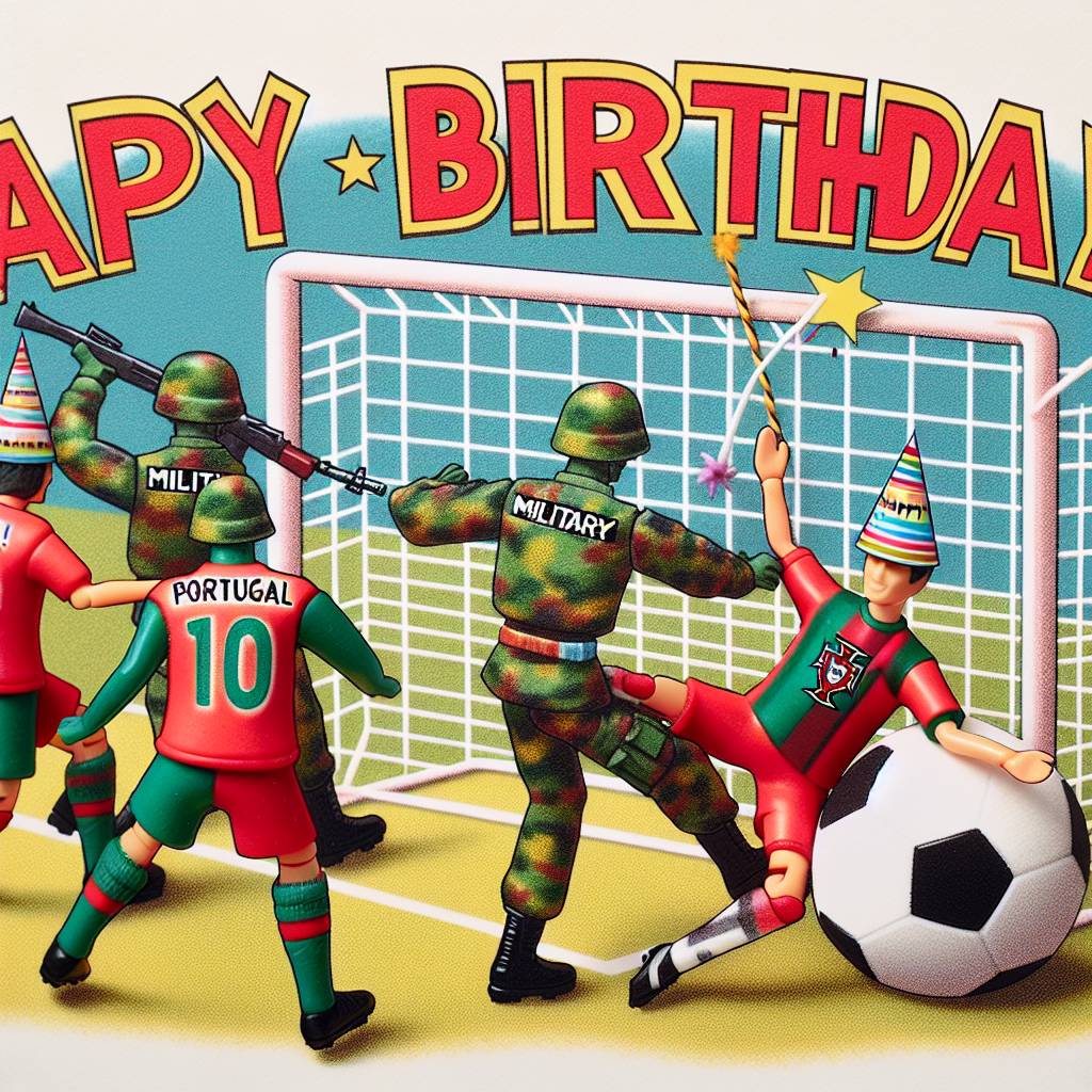 1) Birthday AI Generated Card - Soccer, g.i Joe, Portugal (213d1)