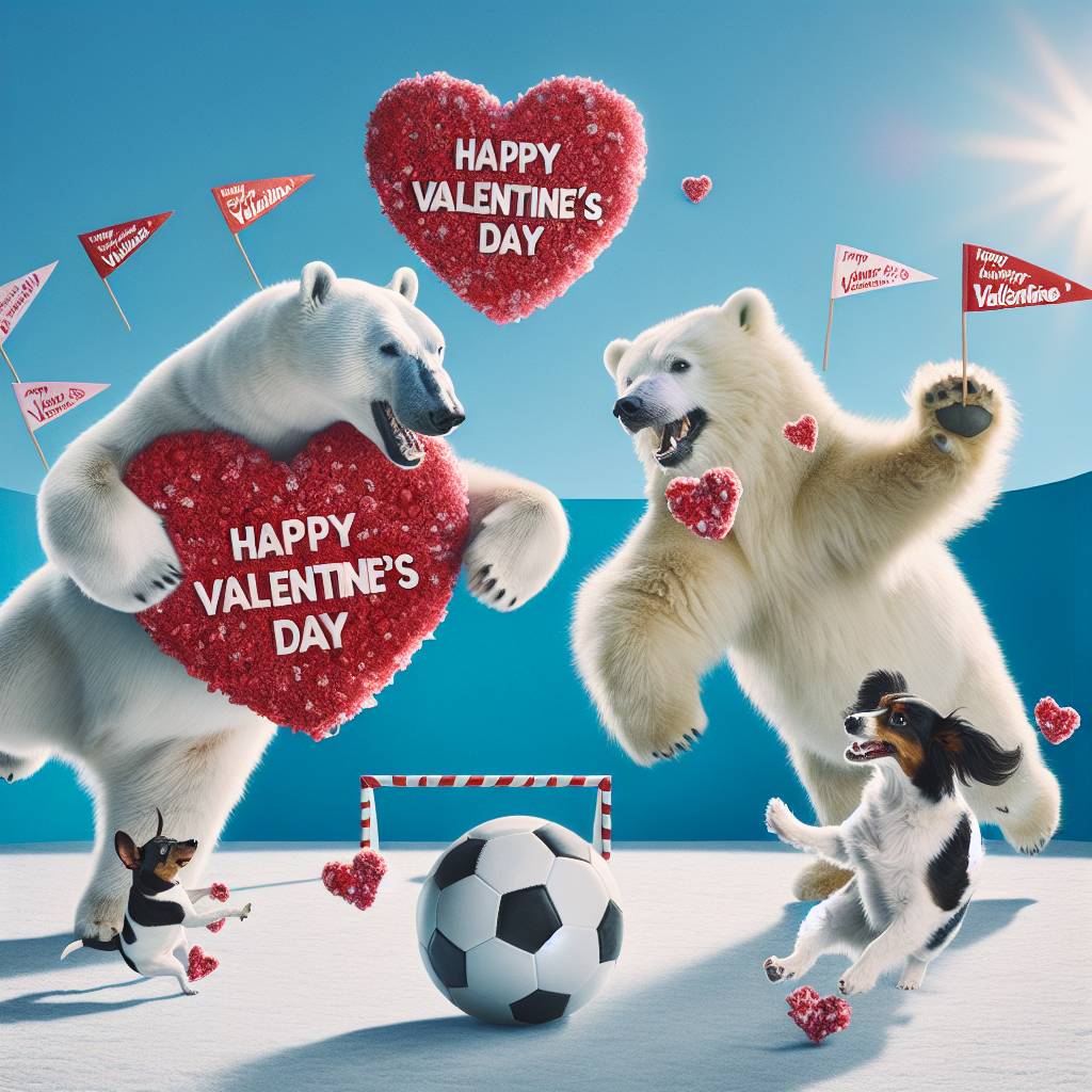 2) Valentines-day AI Generated Card - Polar bears , Jack Russel, Soccer, and Black cockapoo  (348a5)