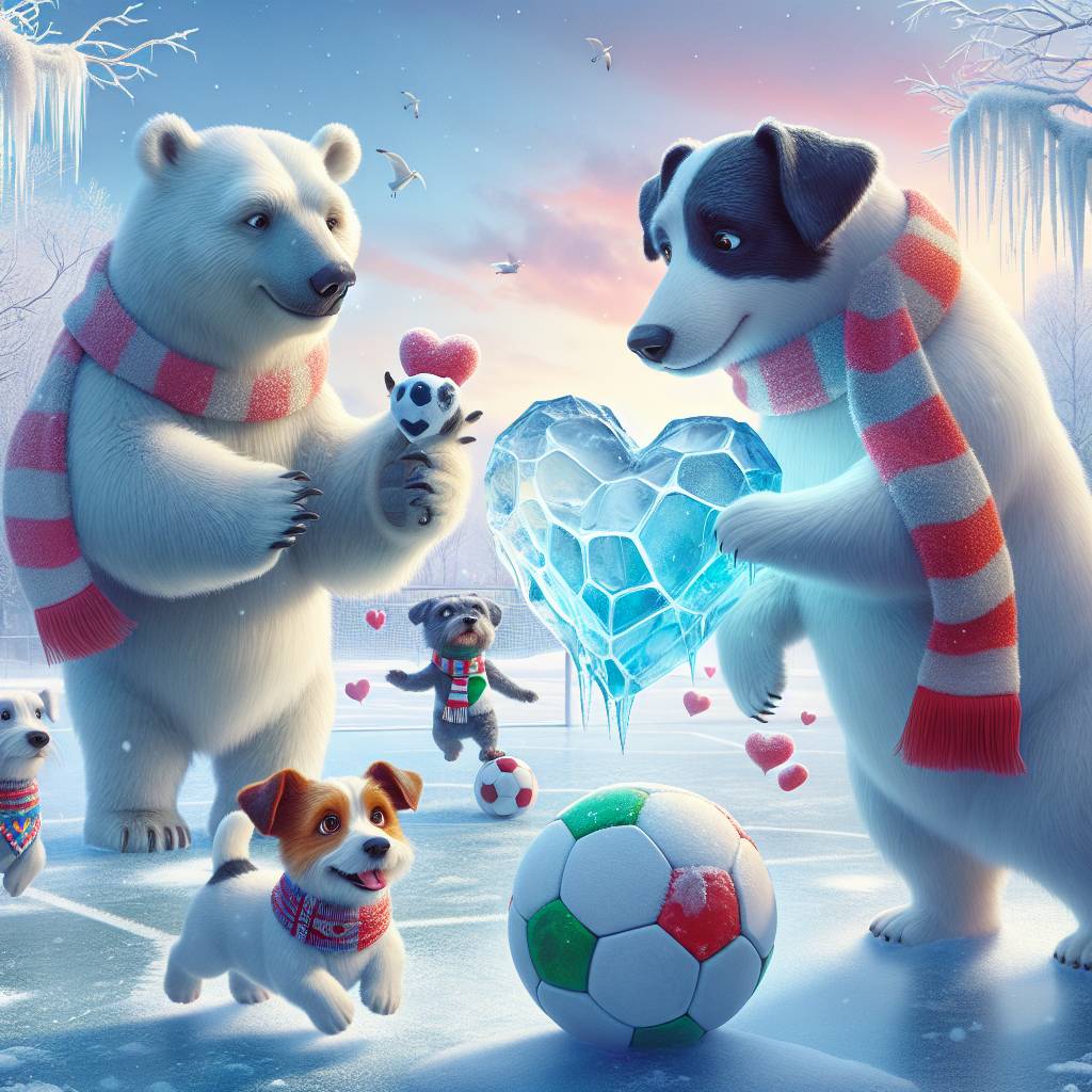 1) Valentines-day AI Generated Card - Polar bears , Jack Russel, Soccer, and Black cockapoo  (cf593)