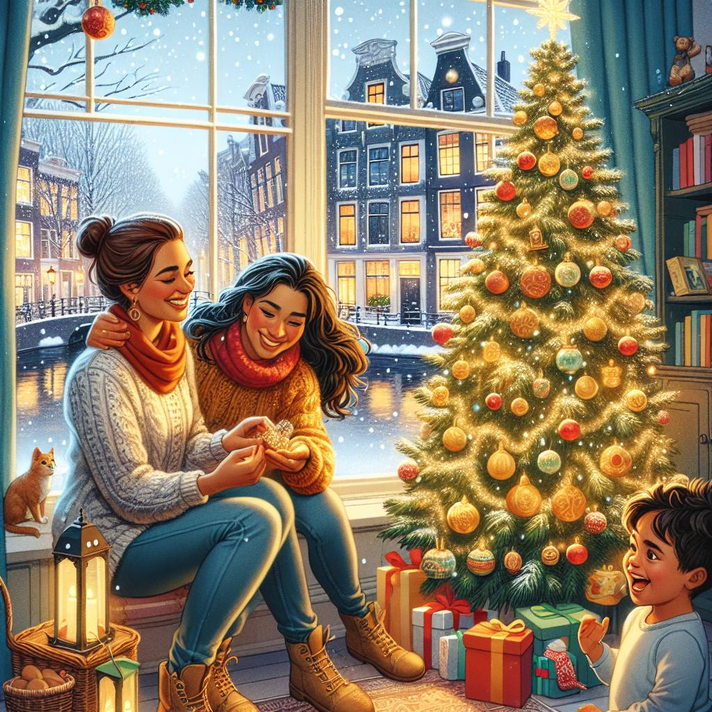 4) Christmas AI Generated Card - Female friendship, Baby boy, and Amsterdam