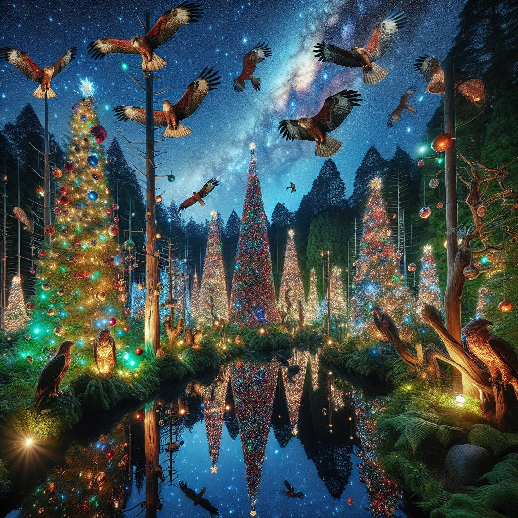 2) Birthday AI Generated Card - Christmas , Trees , Birds of prey , Stars , Swimming , and Music  (1269c)