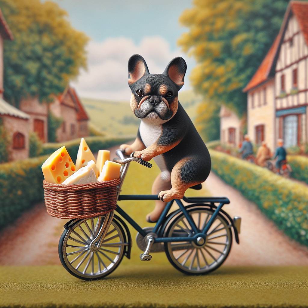 1) Anniversary AI Generated Card - Road cycling, cheese, maisie our black and tan french bulldog (afccf)