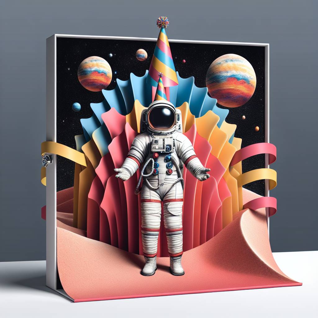 1) Birthday AI Generated Card - Astronaut , Dune, and Planets (52fba)