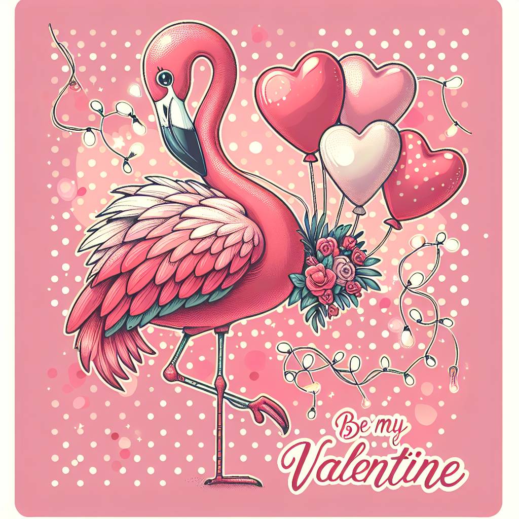 2) Valentines-day AI Generated Card - flamingo (651d1)