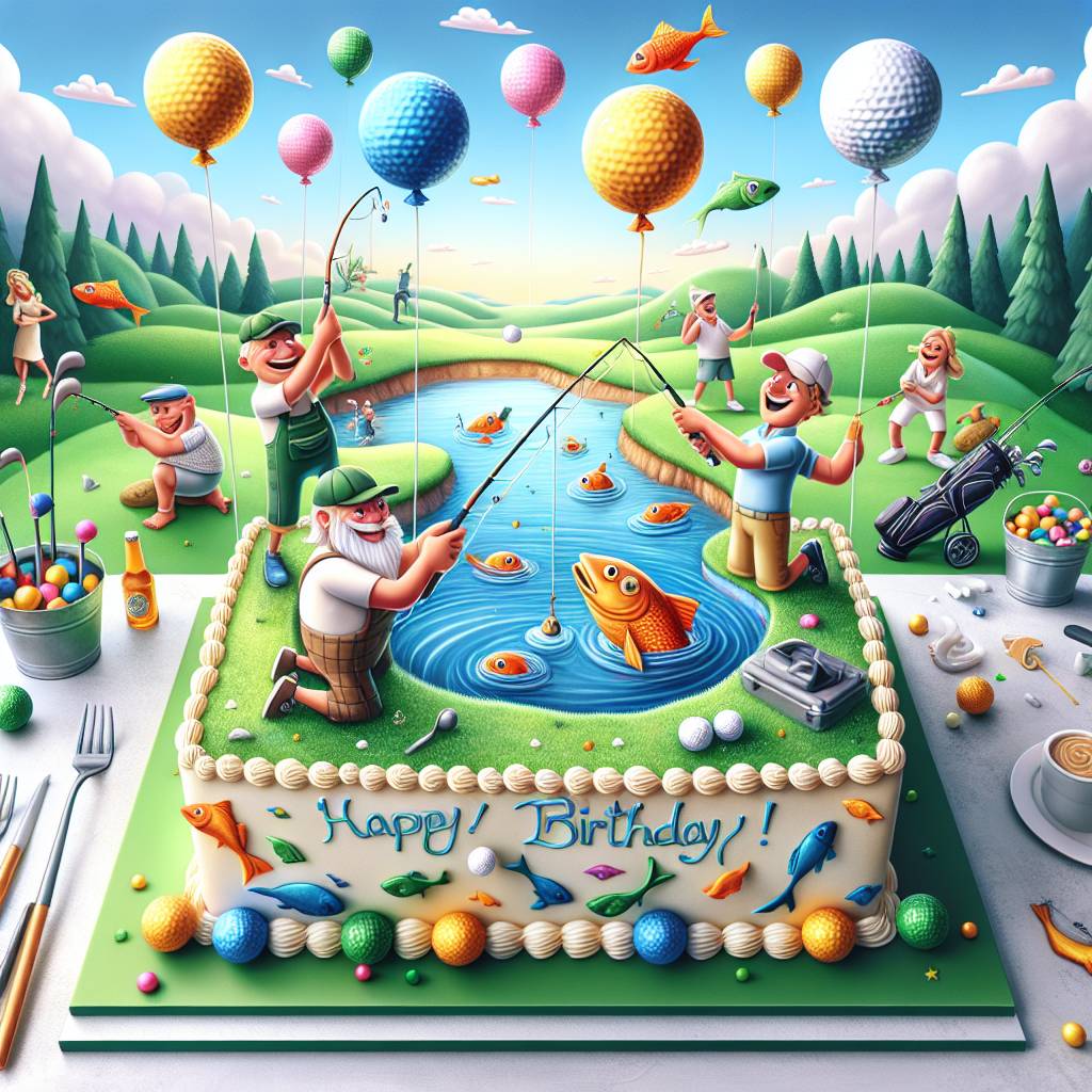 2) Birthday AI Generated Card - Golf, and Fishing  (670e3)