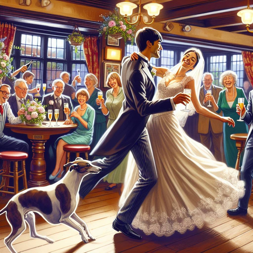 2) Wedding AI Generated Card - Bristol, Pub, Music, Wine, and Greyhound (b1dcf)