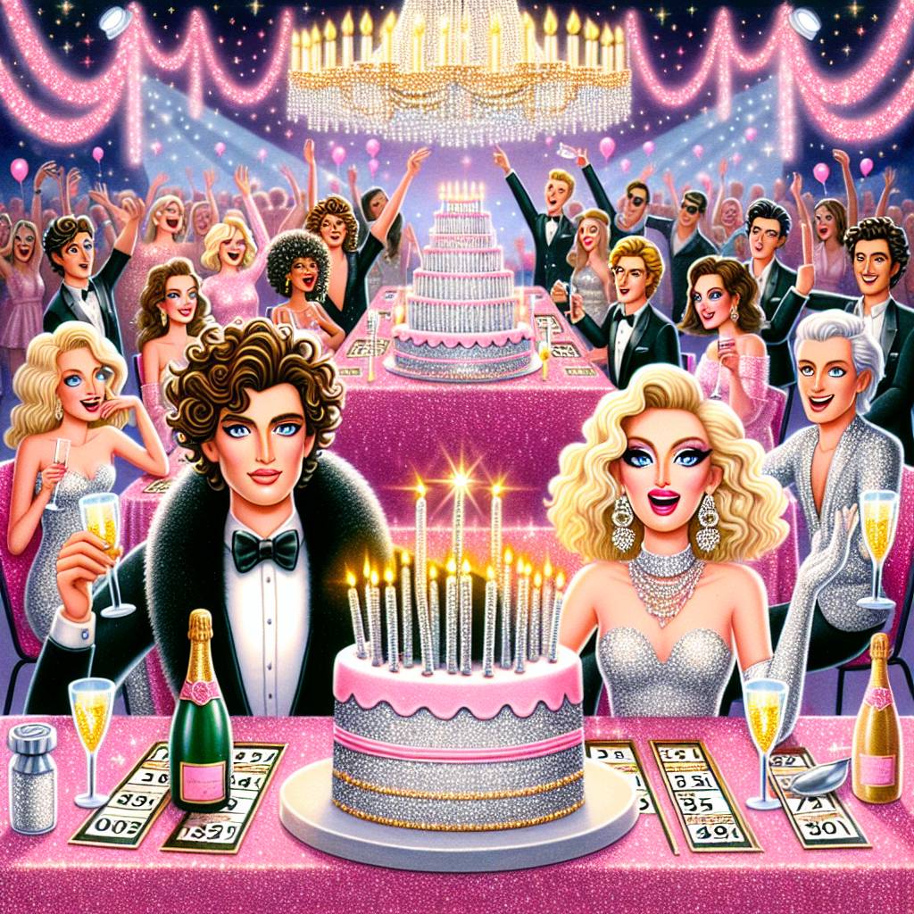 1) Birthday AI Generated Card - Harry styles, Taylor swift , The 1975, Pink, Glitter, Champagne , and Bingo (f93e8)