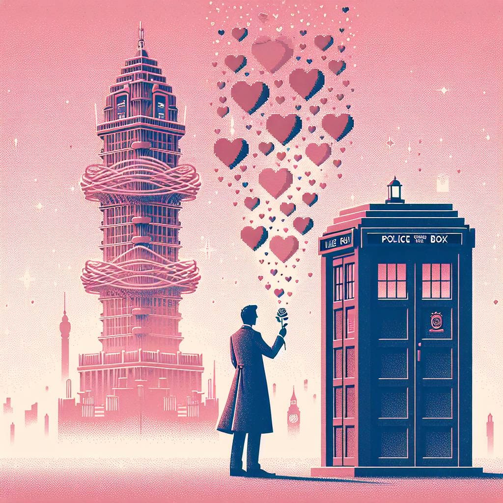 1) Valentines-day AI Generated Card - Doctor Who, Eiffel Tower, and Pink (3d501)