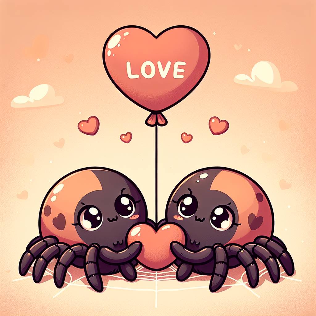 1) Valentines-day AI Generated Card - Spiders, Colour orange, and Love (cec43)