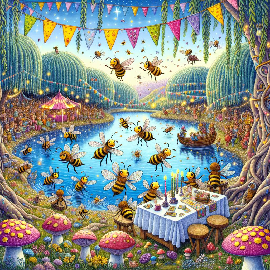 1) Birthday AI Generated Card - Music bees swimming festivals tarot mushrooms (0c43f)