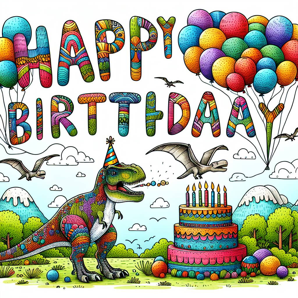 1) Birthday AI Generated Card - dinosaur   (69646)