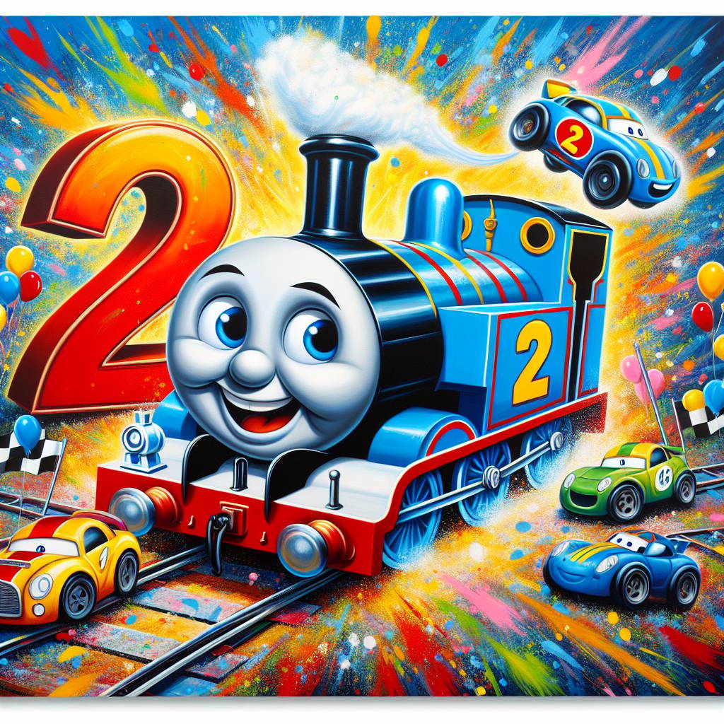 2) Birthday AI Generated Card - Thomas the tank engine, 2nd birthday, Cars, and Paint (aa44e)