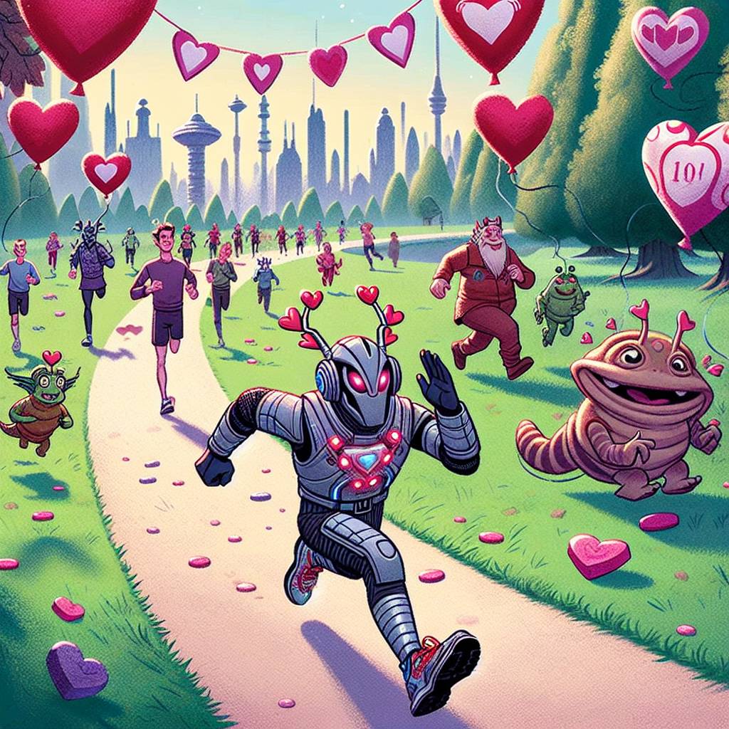 2) Valentines-day AI Generated Card - Star Trek character running a Parkrun (06c50)