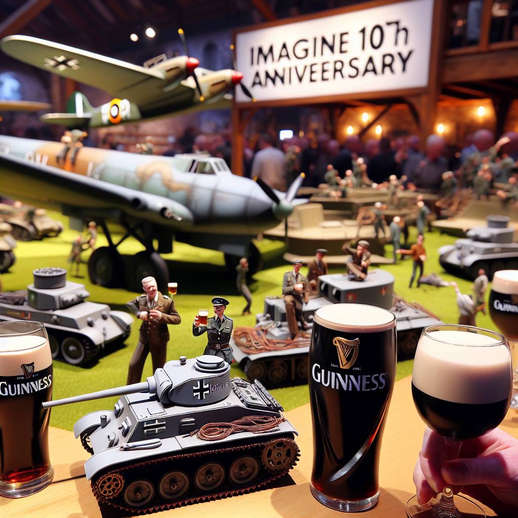 1) Anniversary AI Generated Card - Ww2 German tanks, Ww2 aeroplanes, 1950s rockabilly music, 1940s, Guinness, and 10th Anniversary (c21fc)