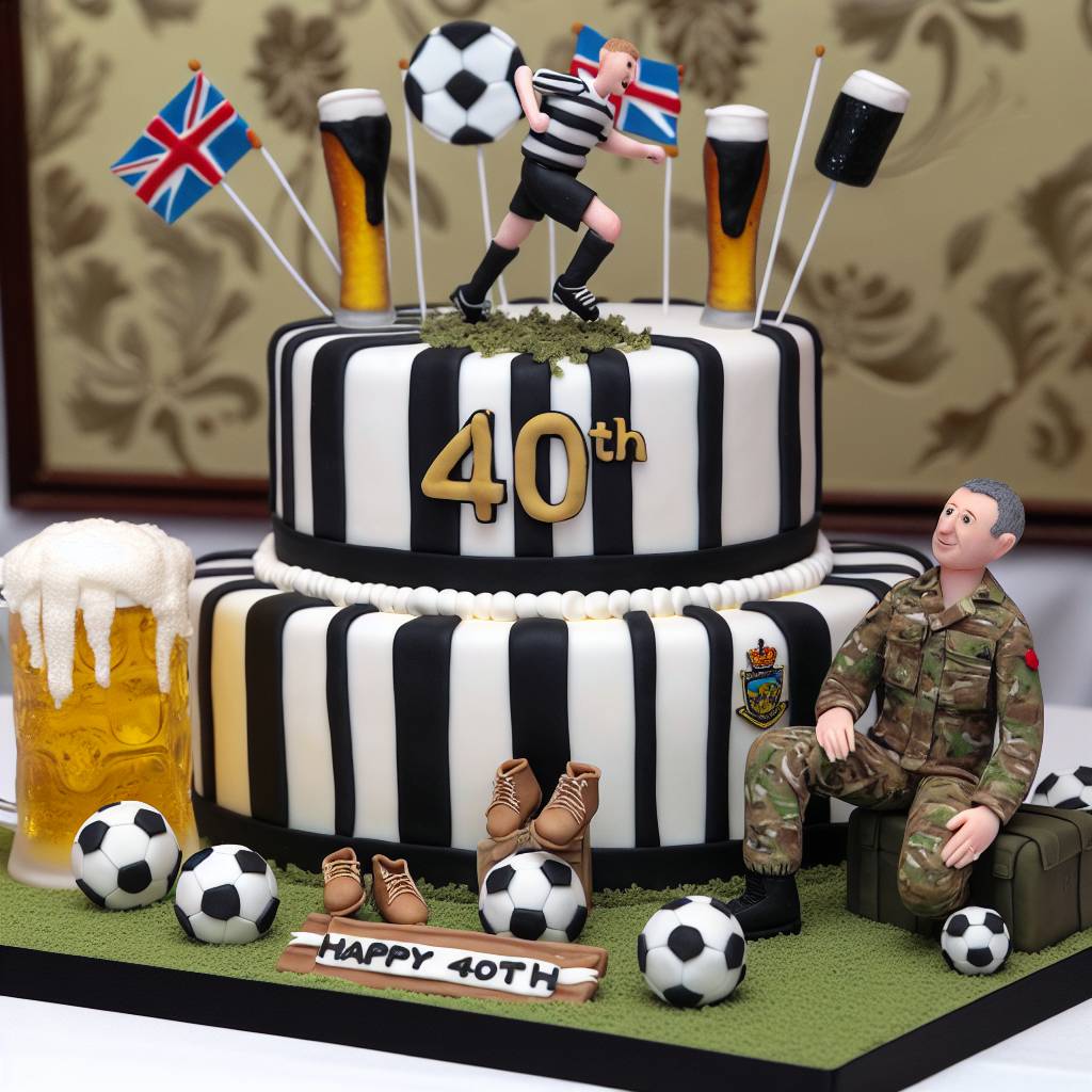 1) Birthday AI Generated Card - Newcastle football club, Running, Beers, 40, and Army (c1d31)