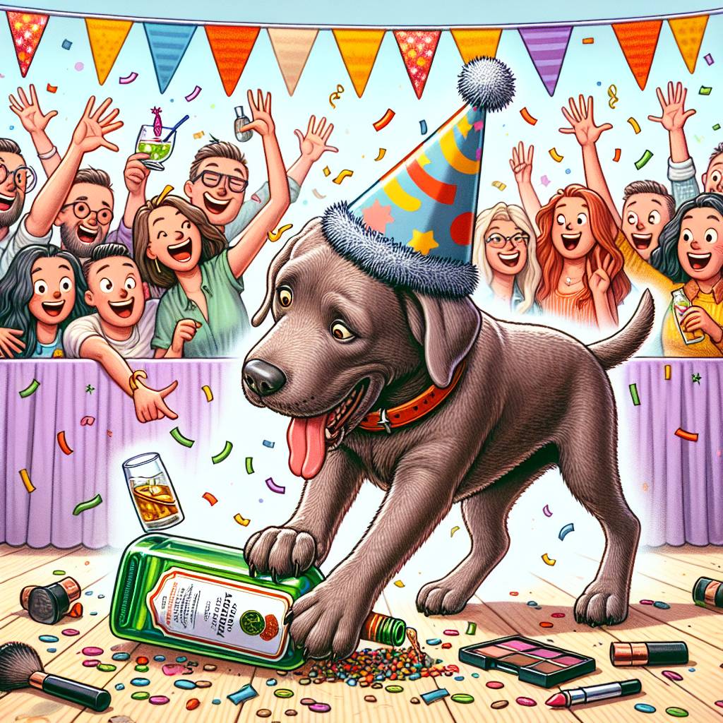 1) Birthday AI Generated Card - Brown Labrador , Gin, Makeup , and Friends (8aadf)