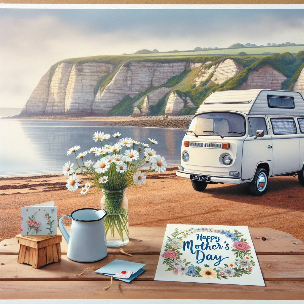 2) Mothers-day AI Generated Card - Campervan by the sea (ec280)