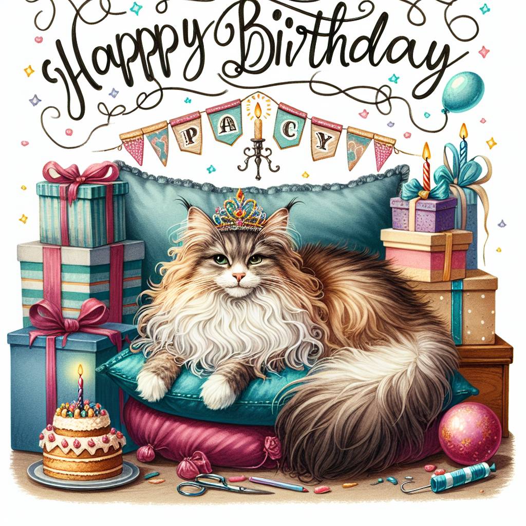 4) Birthday AI Generated Card - LaPerm Birthday Cards (9321c)