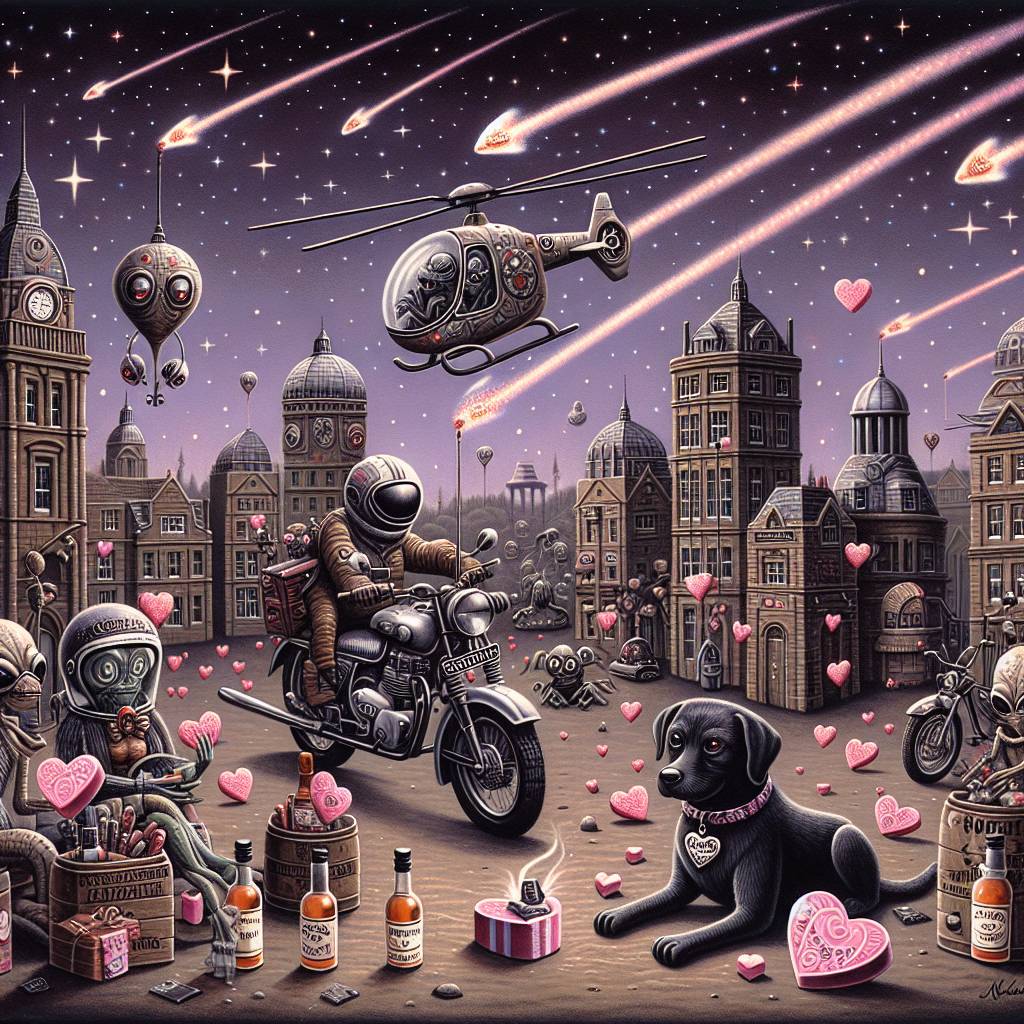 2) Valentines-day AI Generated Card - Black labrador, Star wars, Aliens, Newcastle, Whiskey, Motorbikes, and Helicopter (95f03)