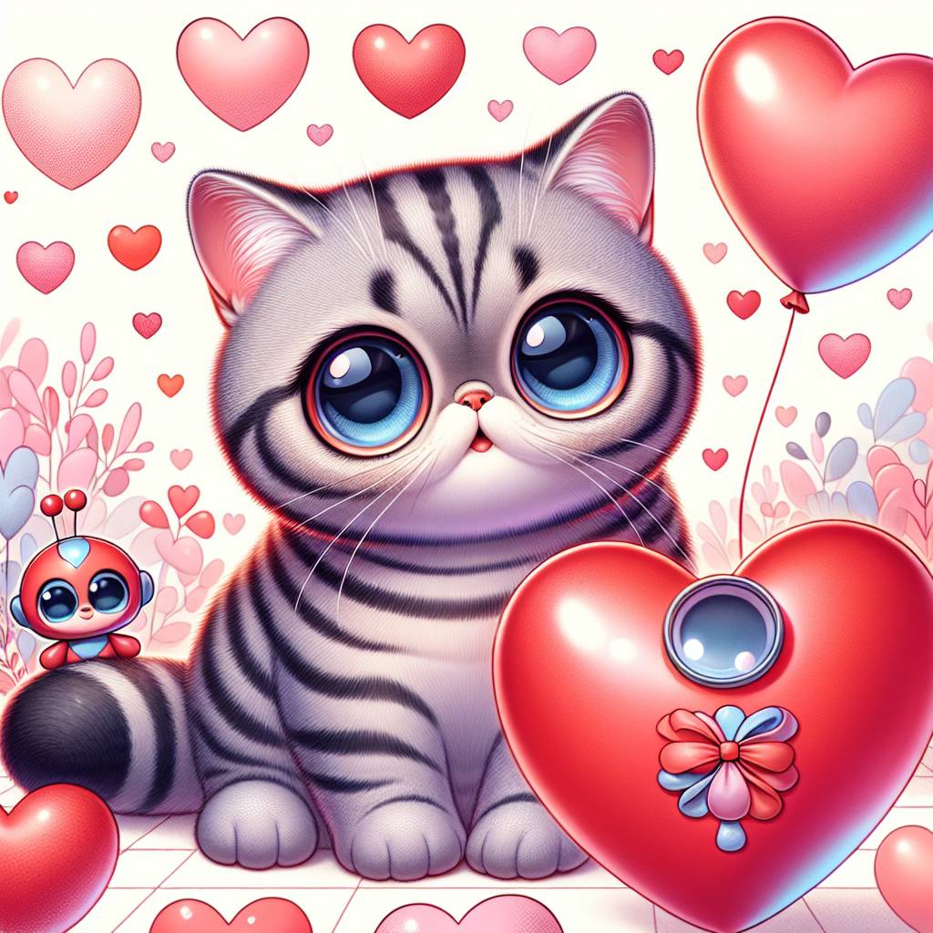 1) Valentines-day AI Generated Card - Exotics short hair cat , and Doraemon  (9cba3)