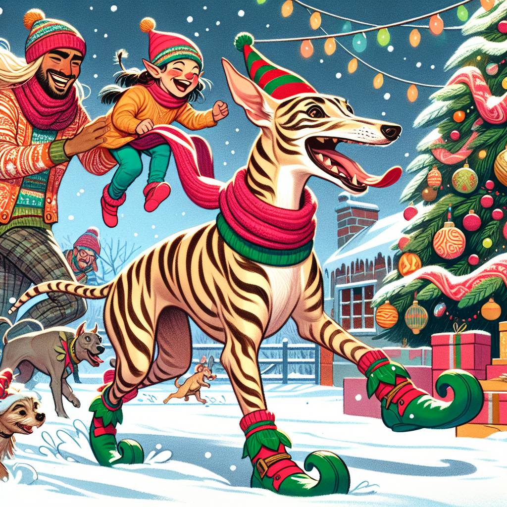 2) Christmas AI Generated Card - Whippet tiger stripes , Mixed race daughter age 2 , Mum blonde and pregnant , and Indian dad trendy  (4cff4)