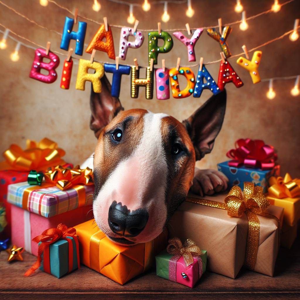 4) Birthday AI Generated Card - Bull Terrier   (50ffc)