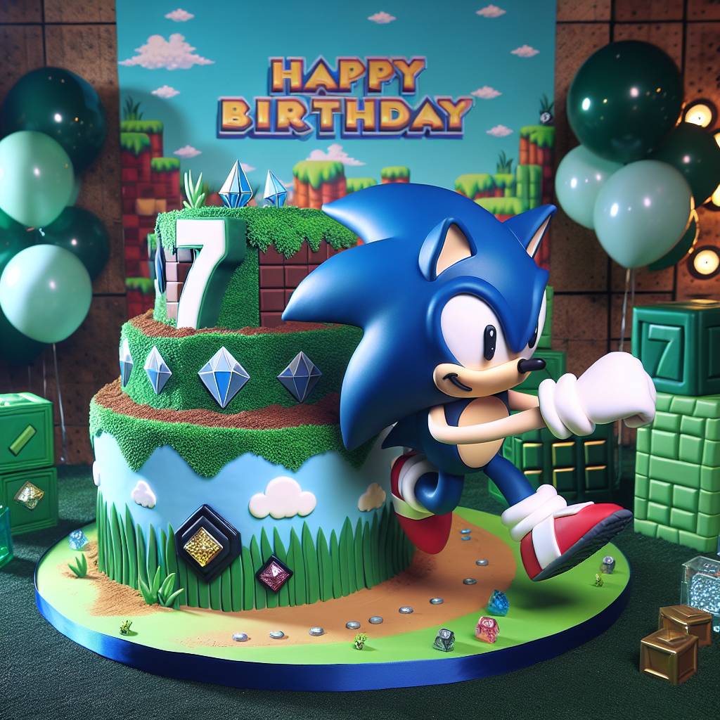 2) Birthday AI Generated Card - Sonic, Minecraft , and 7 (35fcc)