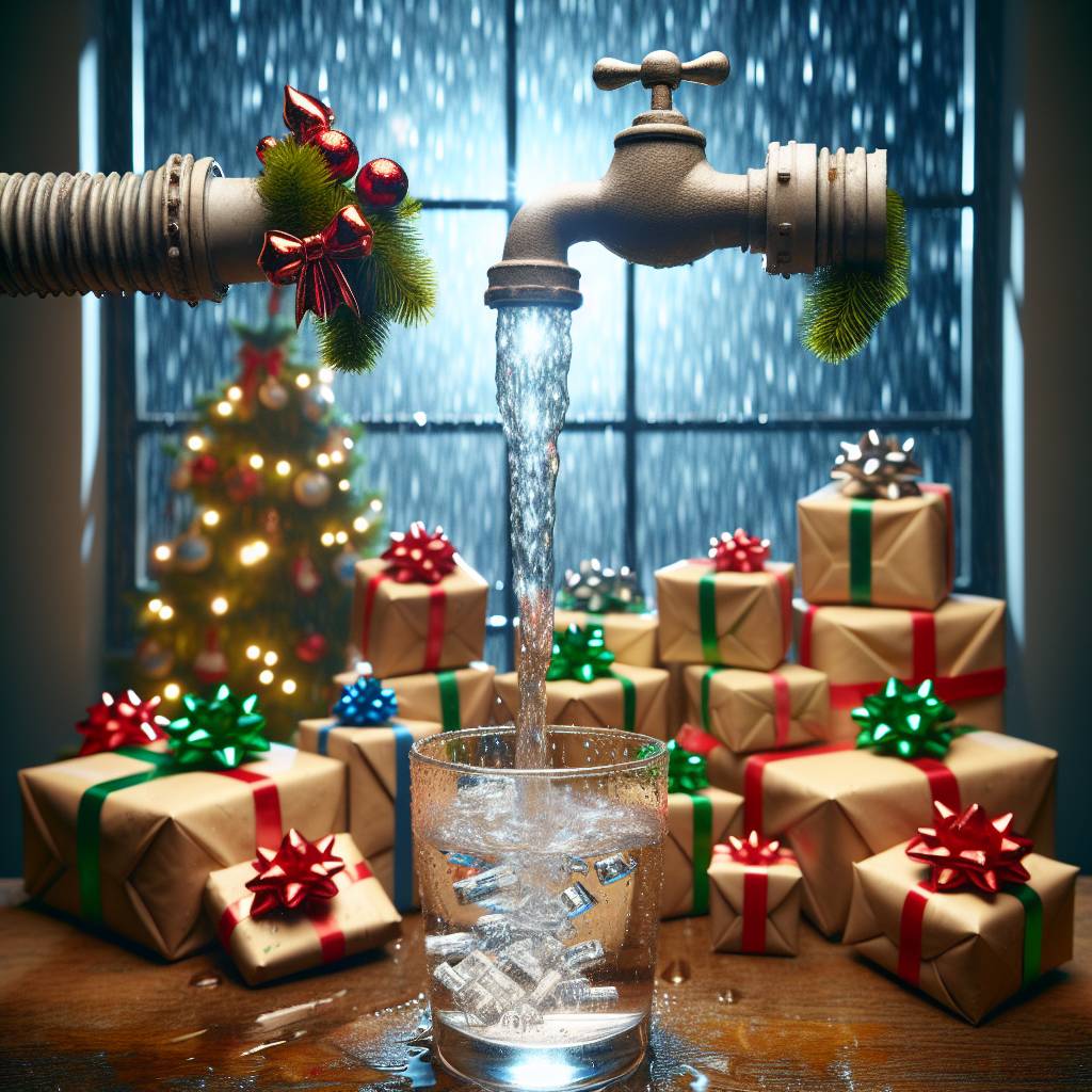 4) Christmas AI Generated Card - Clean water running from a tap to drink, Heavy rainfall, and Sewage pipes (2ebd6)})