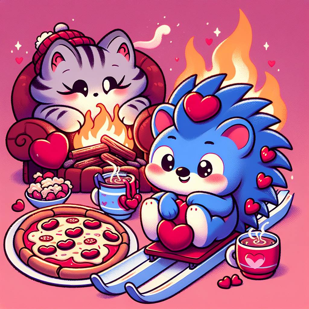 1) Valentines-day AI Generated Card - Cats, Sonic the hedgehog , Fire, Luge, Pizza, and Hot chocolate  (2f05b)