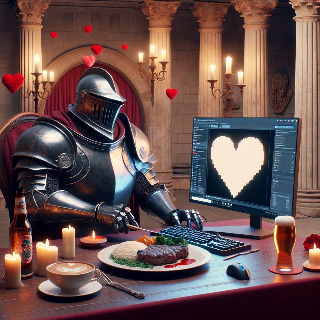 2) Valentines-day AI Generated Card - Hollow Knight, Risotto, Beer, Steak, Computers, and Roman Empire (e3bbd)