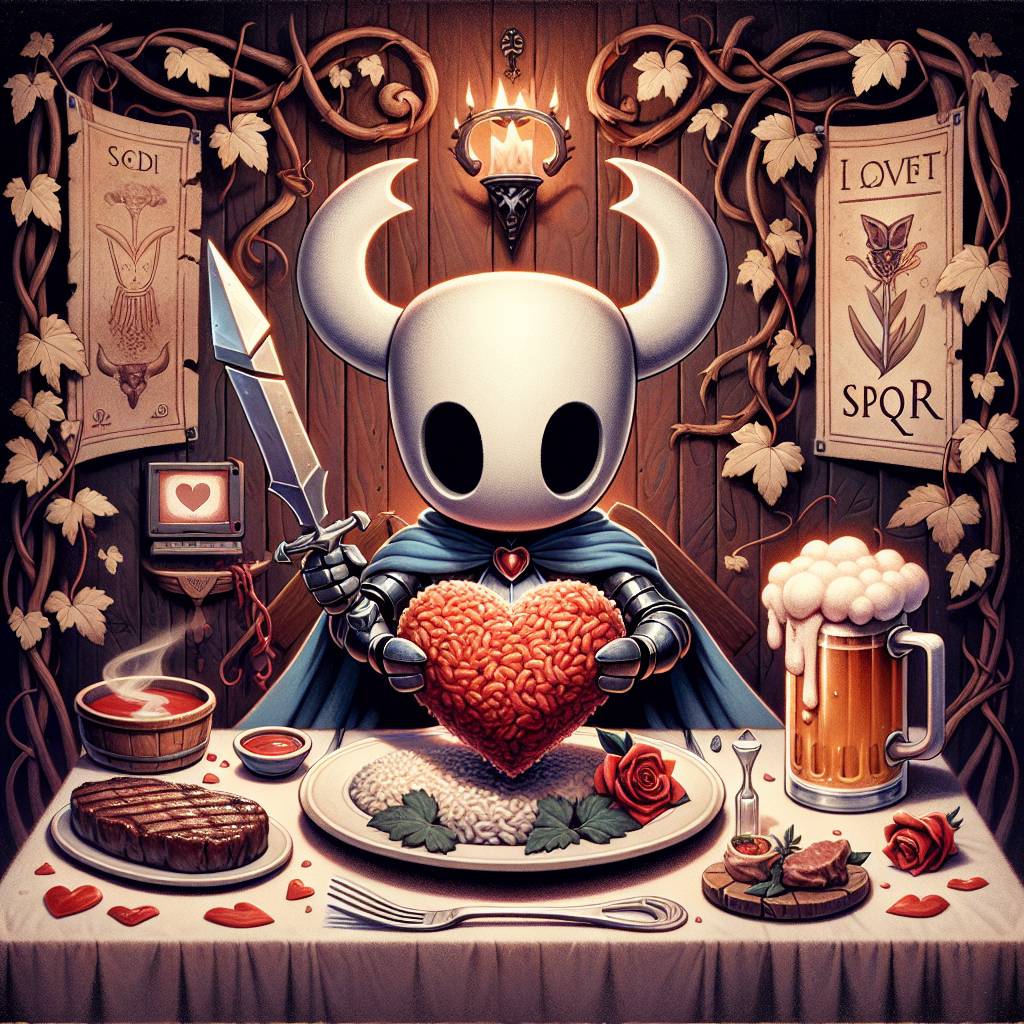 1) Valentines-day AI Generated Card - Hollow Knight, Risotto, Beer, Steak, Computers, and Roman Empire (9913c)