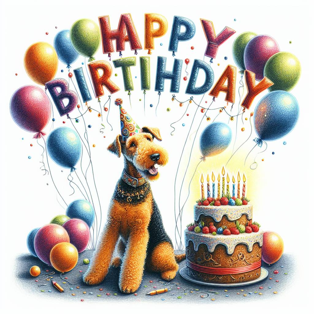 1) Birthday AI Generated Card - Airedale Terrier   (d0628)