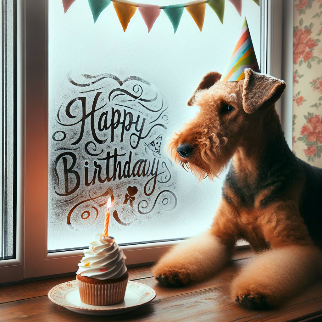 2) Birthday AI Generated Card - Airedale Terrier   (c0198)