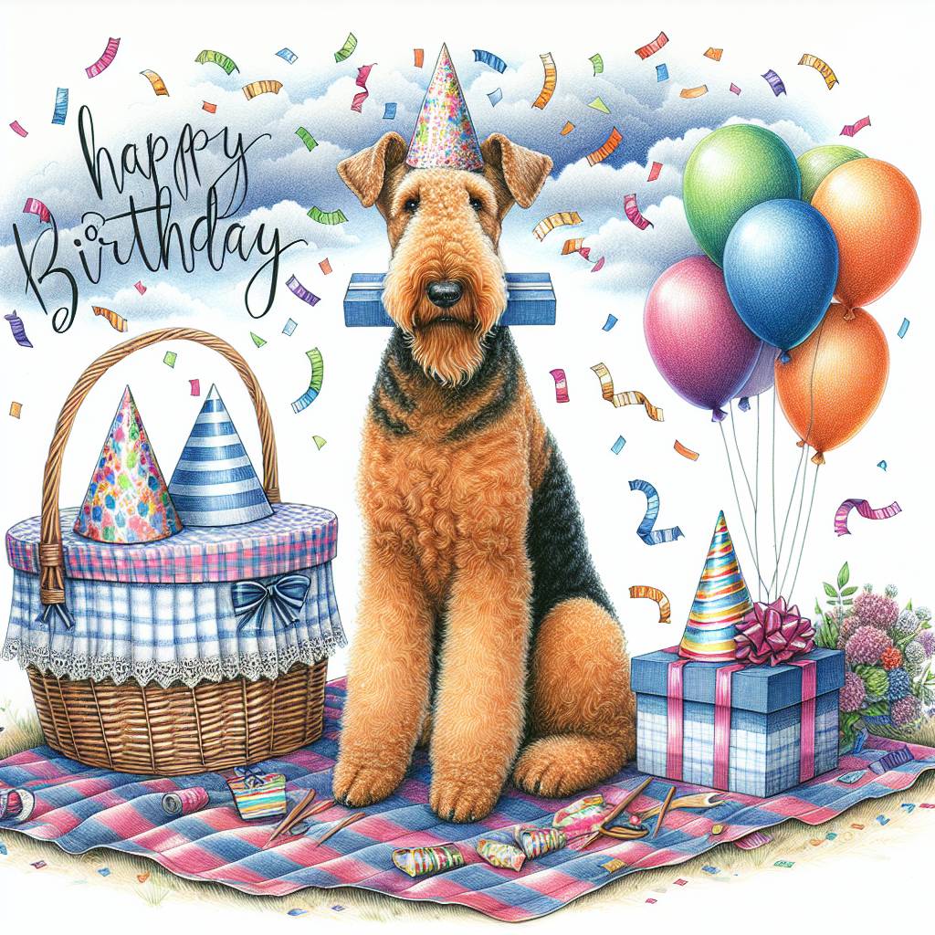 4) Birthday AI Generated Card - Airedale Terrier   (4c500)