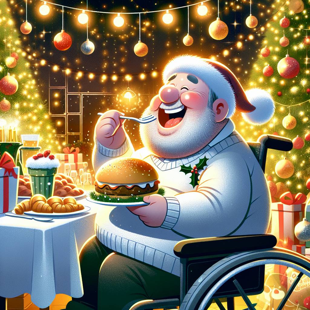 1) Christmas AI Generated Card - Fat man, Obese man, and Morbidly obese disabled man (4095b)