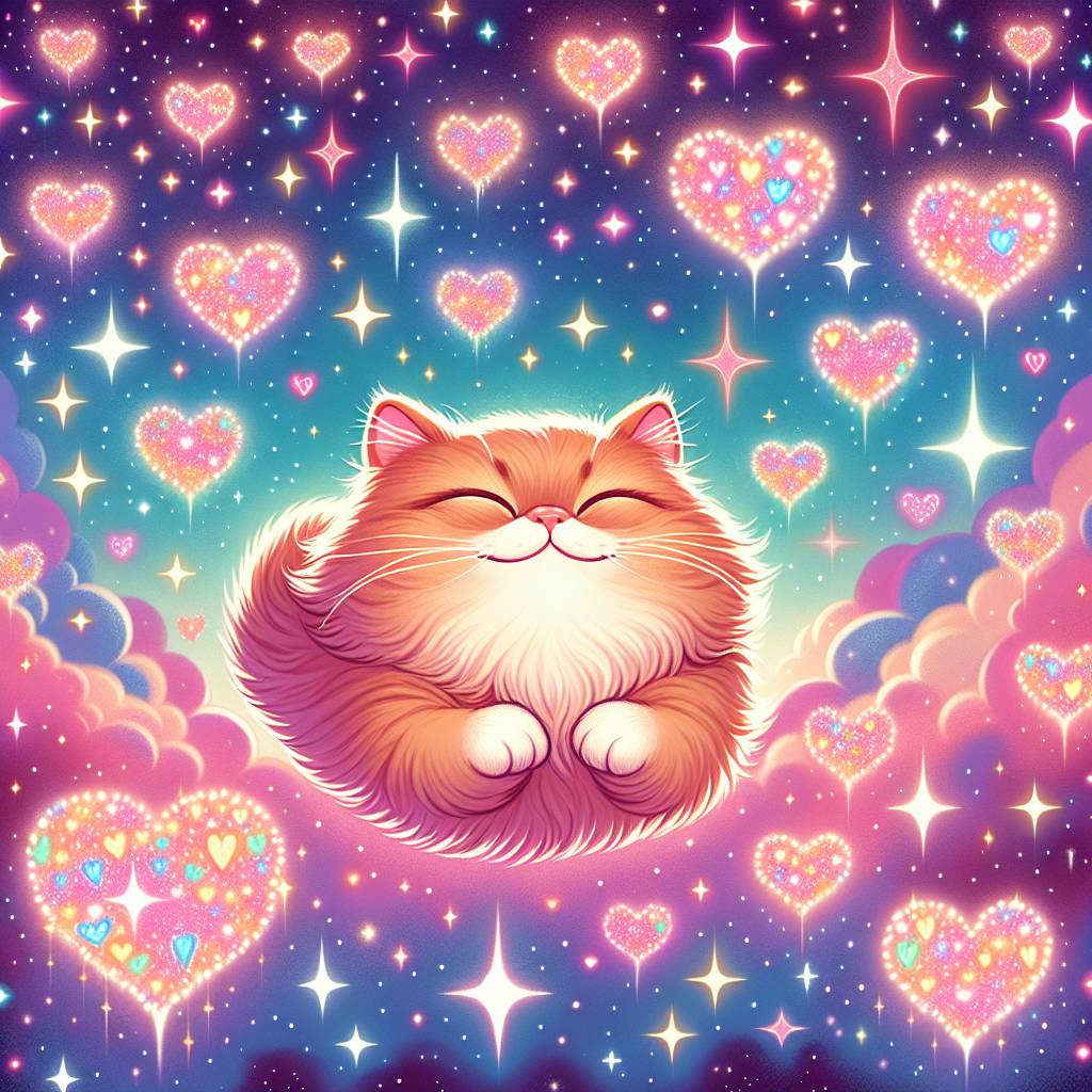 1) Valentines-day AI Generated Card - Ginger pertion cat, Space, and Stars (39b30)