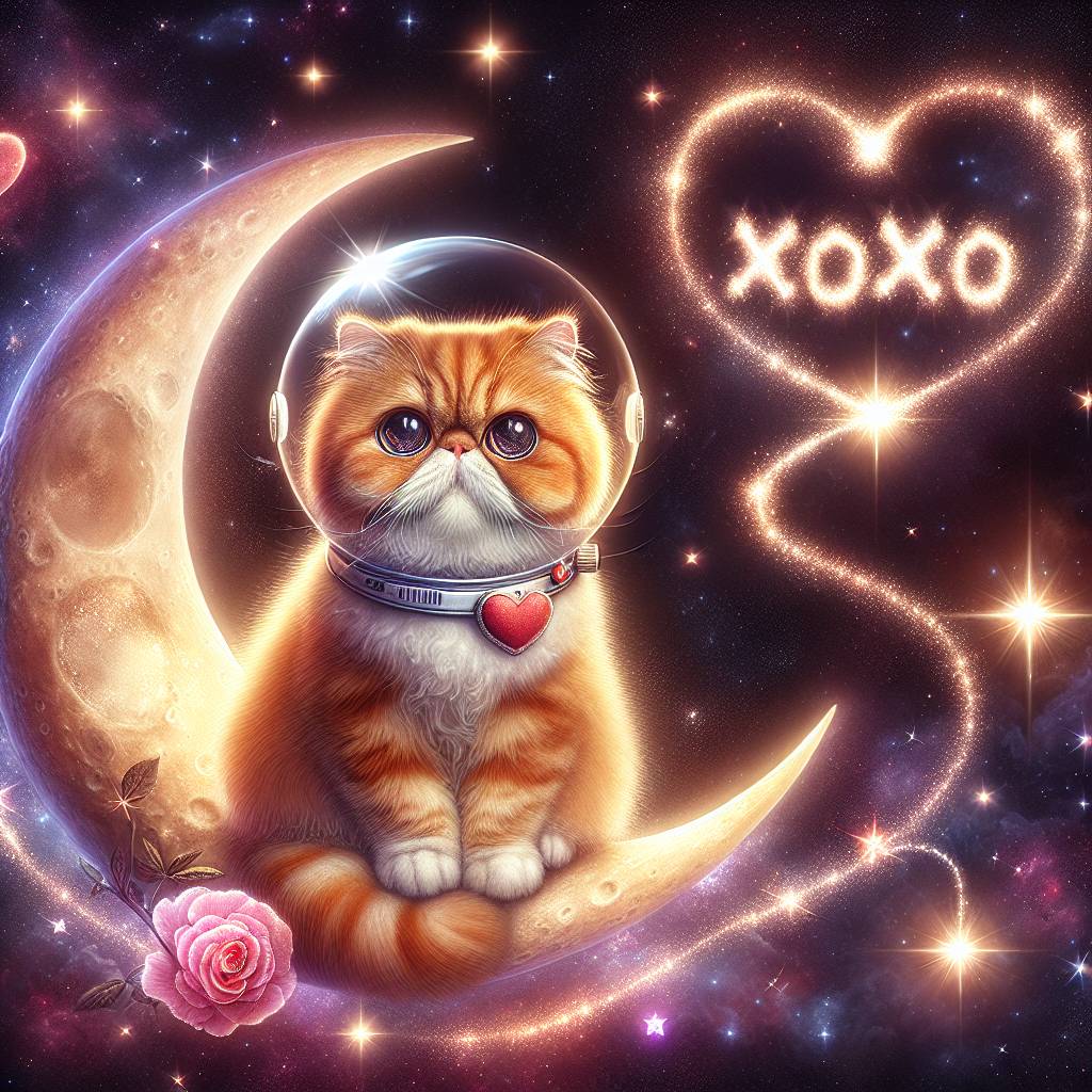 2) Valentines-day AI Generated Card - Ginger pertion cat, Space, and Stars (6e50a)