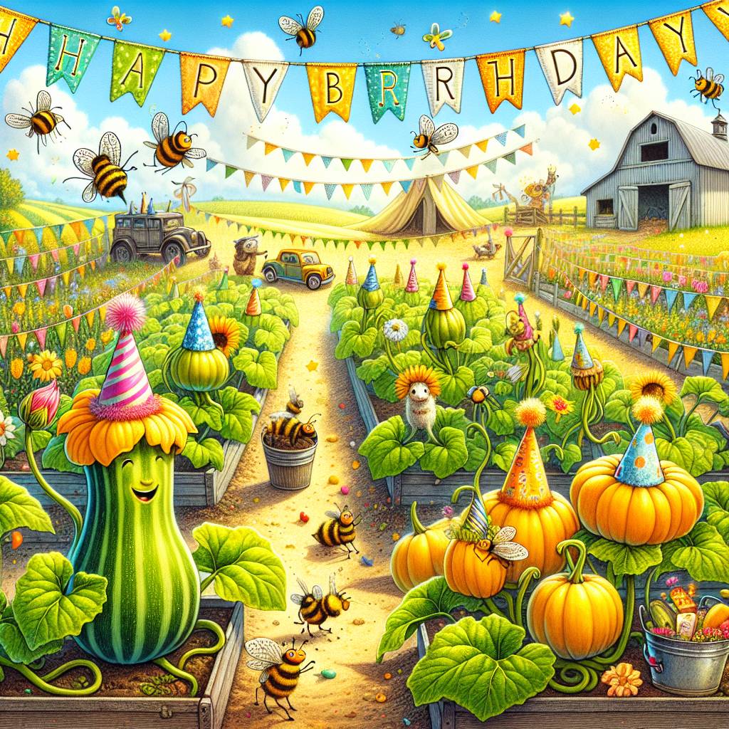 1) Birthday AI Generated Card - Gardening , Squash, and Farm (69cc7)