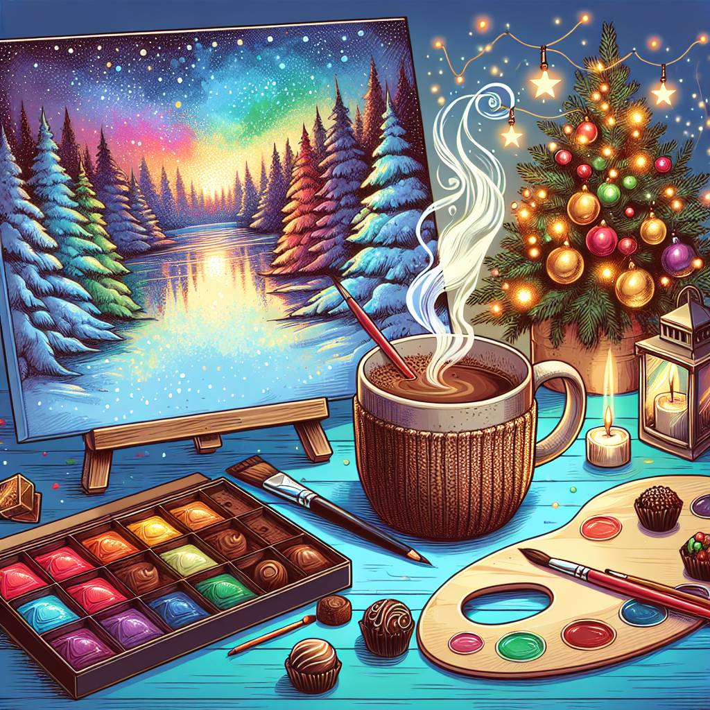 3) Christmas AI Generated Card - Chocolate, Coffee, and Painting (2ea16)
