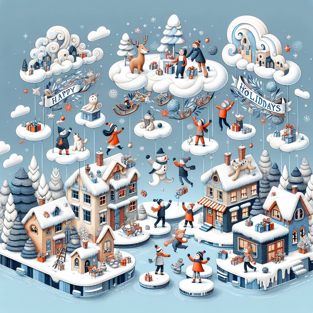 4) Christmas AI Generated Card - Children in a snowy town (dfda2)