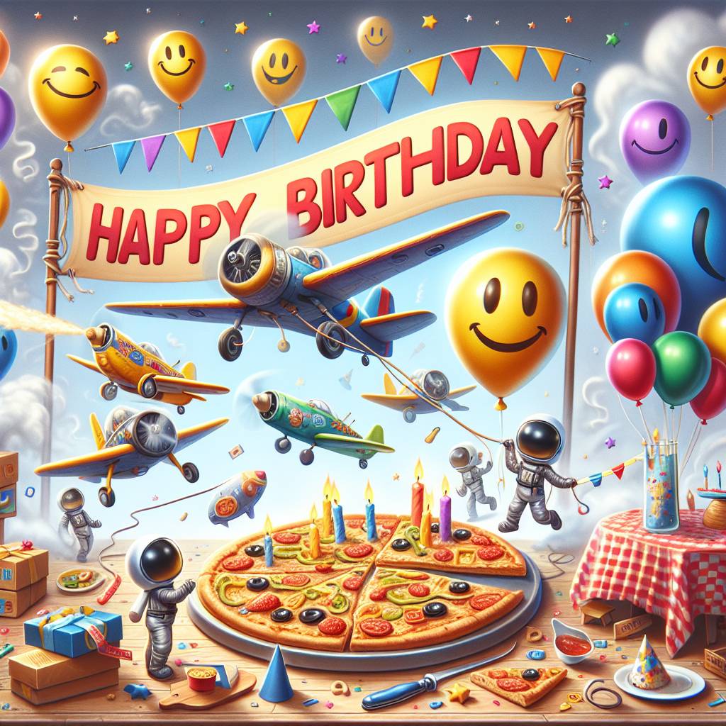 1) Birthday AI Generated Card - Planes, Lego, Star Wars, Pizza, and Boobs (06109)