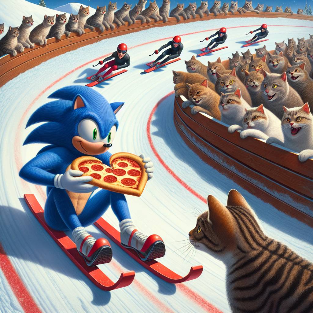 2) Valentines-day AI Generated Card - Sonic the hedgehog , Pizza, Luge, Triathlon race, and Cats (a7fd0)