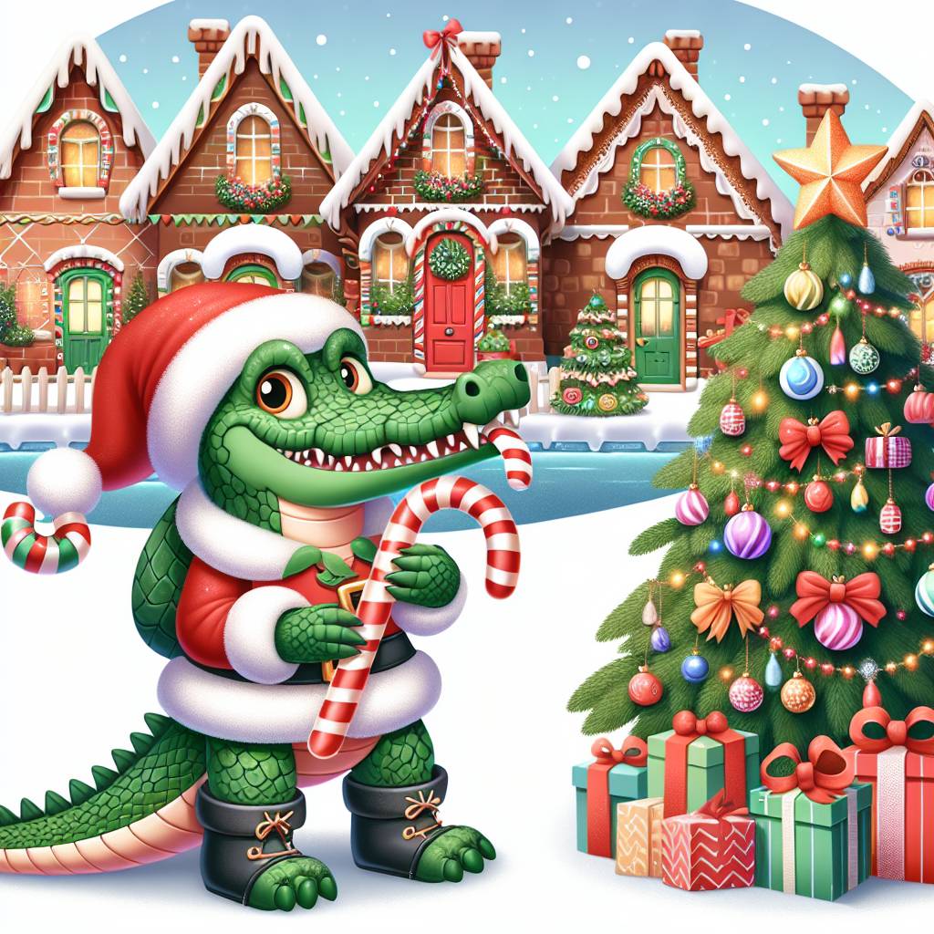 3) Christmas AI Generated Card - Crocodile  (a00d5)