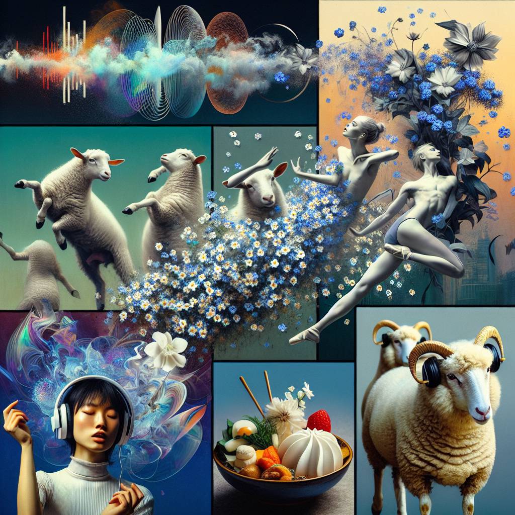 2) Birthday AI Generated Card - 18, Ballet, Music, Japanese food, Headphones, Forget-me-not, and Sheep (346b4)