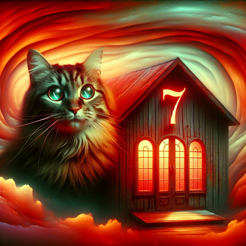 1) Anniversary AI Generated Card - Tabby cat, Shed seven, and Red (2a359)