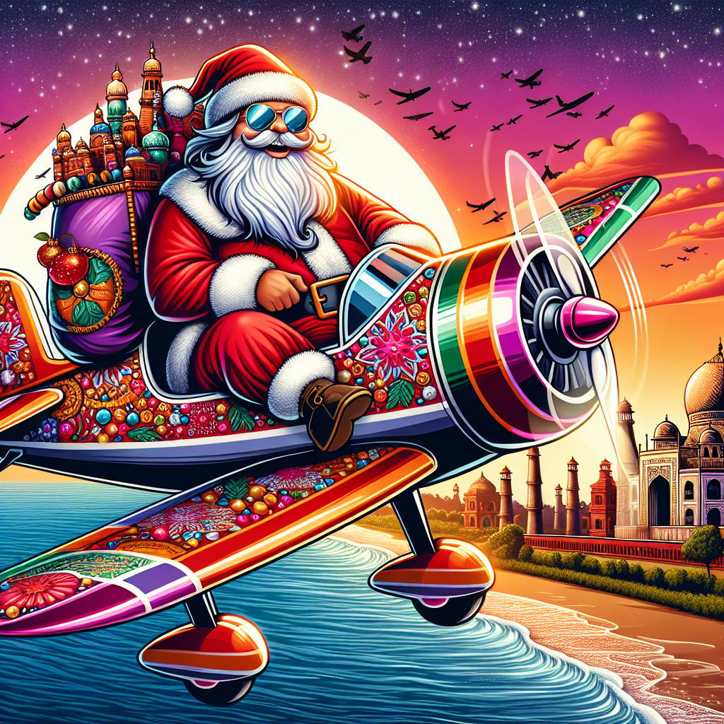 2) Christmas AI Generated Card - Kitfox Planes, India, and Sandy Beaches and Sunsets (2da91)